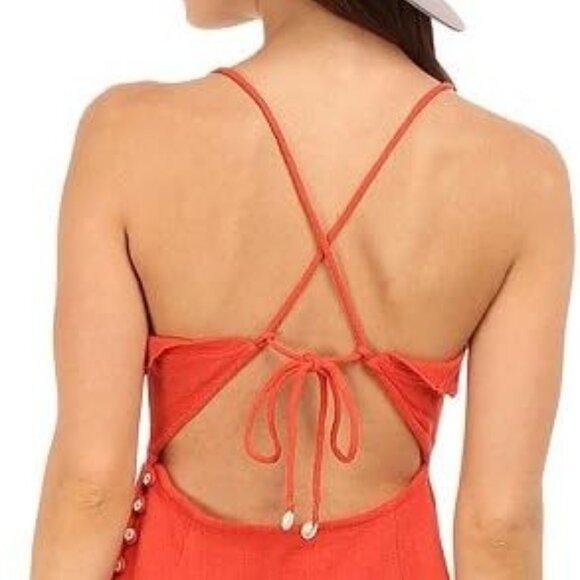 Free People More Than a Mini Dress Coral Orange Gauze Cotton Small Boho Beach - Picture 3 of 12